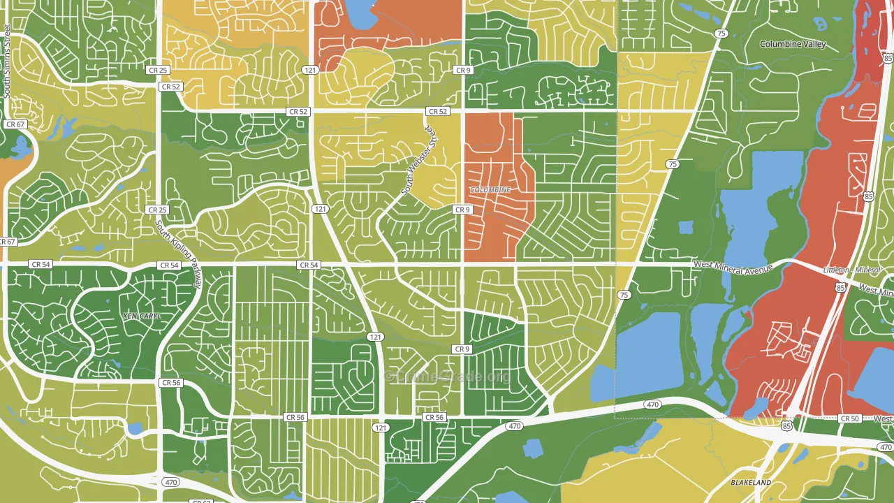 Columbine Knolls South, Columbine, CO Map of Robbery Rates