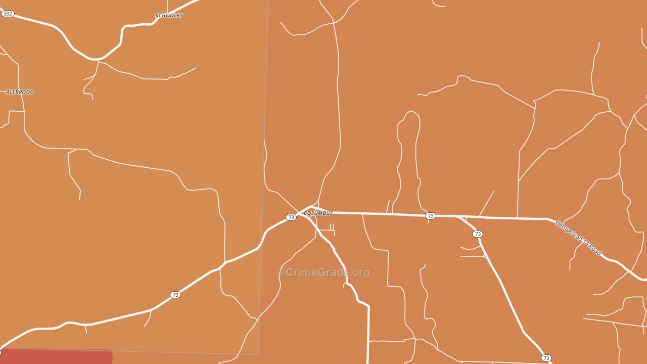Columbus, AR Map of Robbery Rates