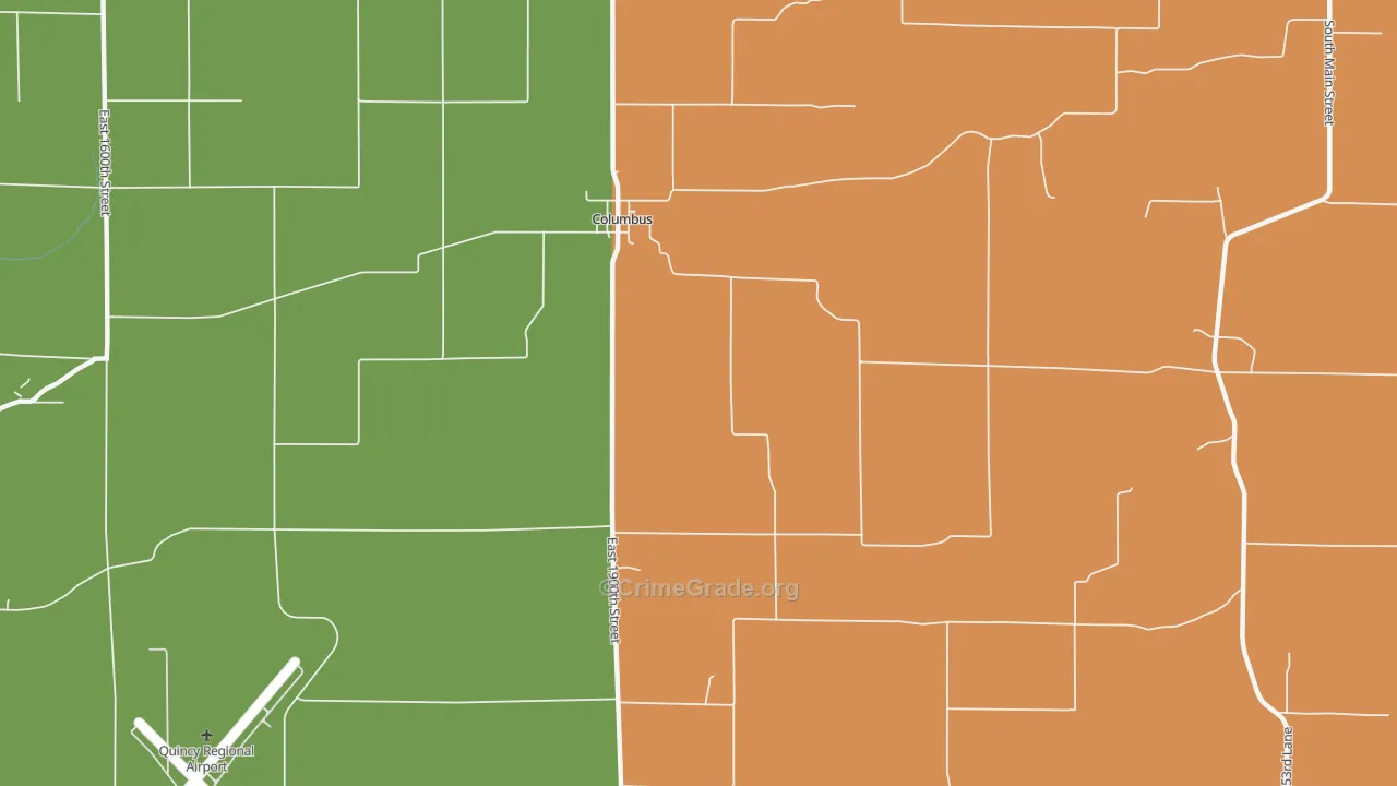 Columbus, IL Map of Robbery Rates