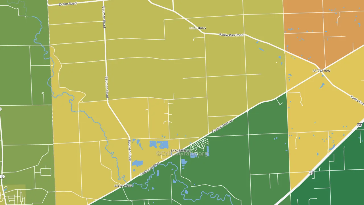 Columbus, MI Map of Robbery Rates