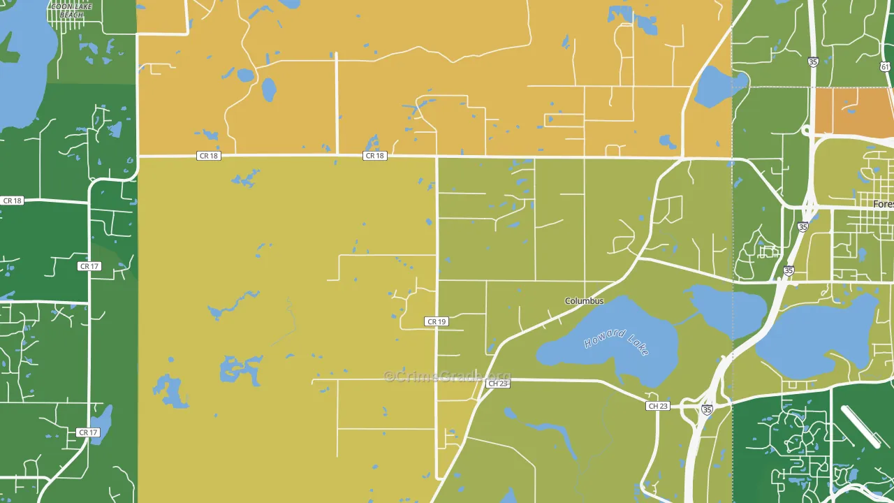 Columbus, MN Map of Robbery Rates