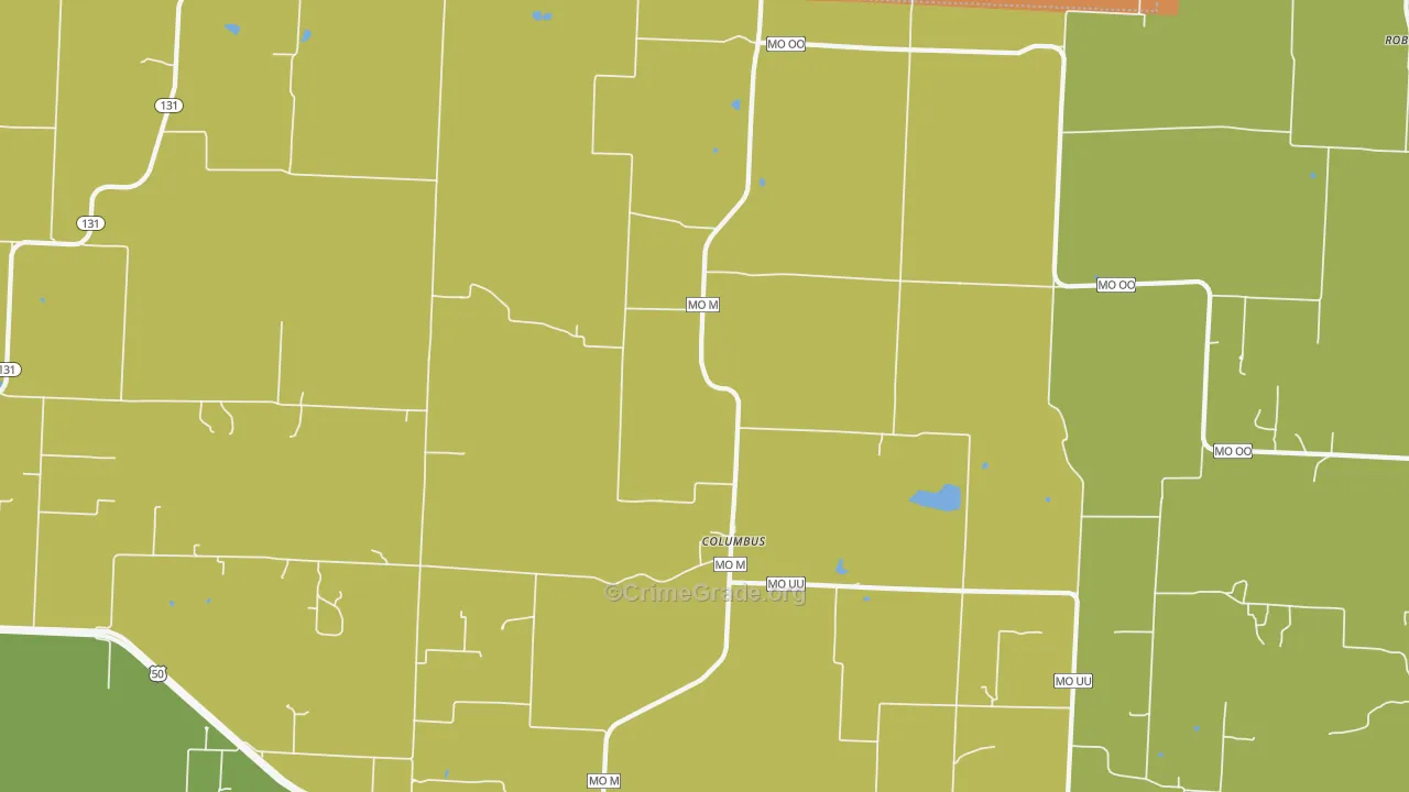 Columbus, MO Map of Robbery Rates