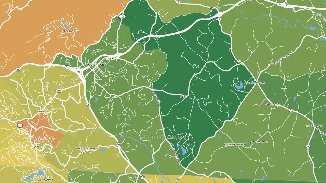 Columbus, NC Map of Robbery Rates