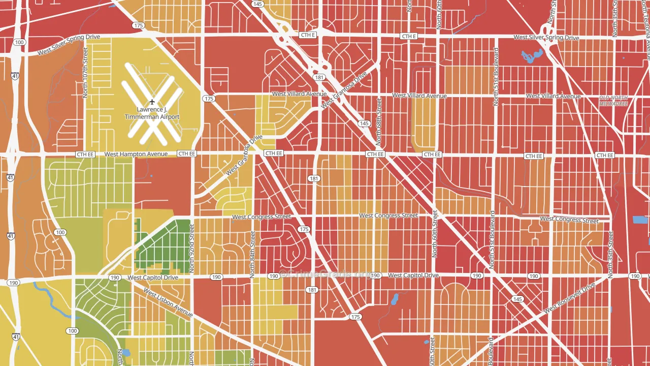 Columbus Park, Milwaukee, WI Map of Robbery Rates