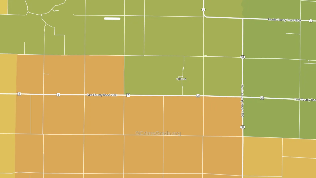 Colusa, IL Map of Robbery Rates