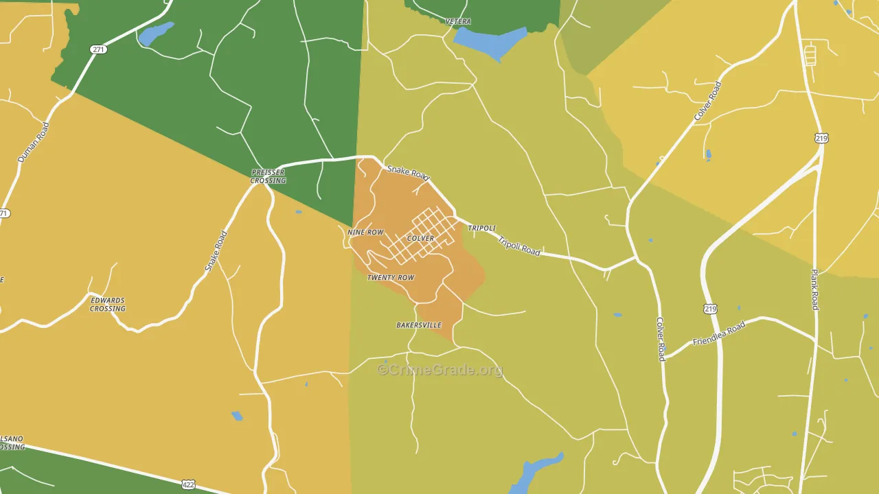Colver, PA Map of Robbery Rates