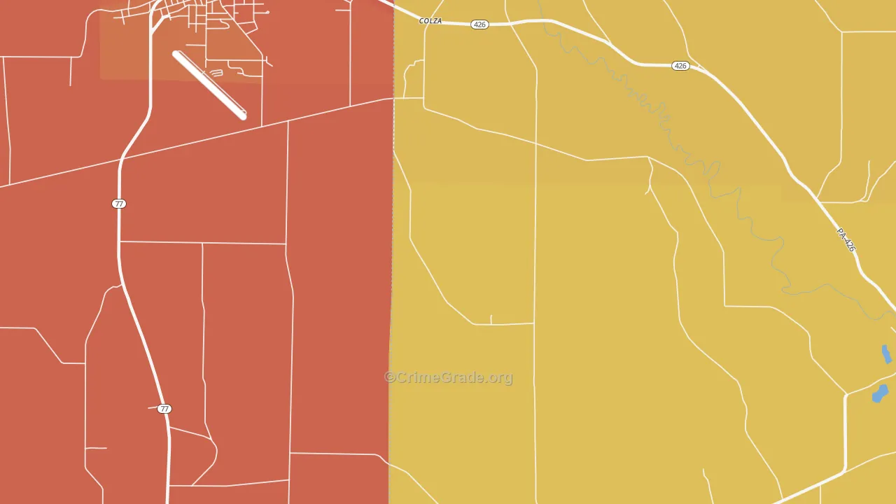 Colza, PA Map of Robbery Rates