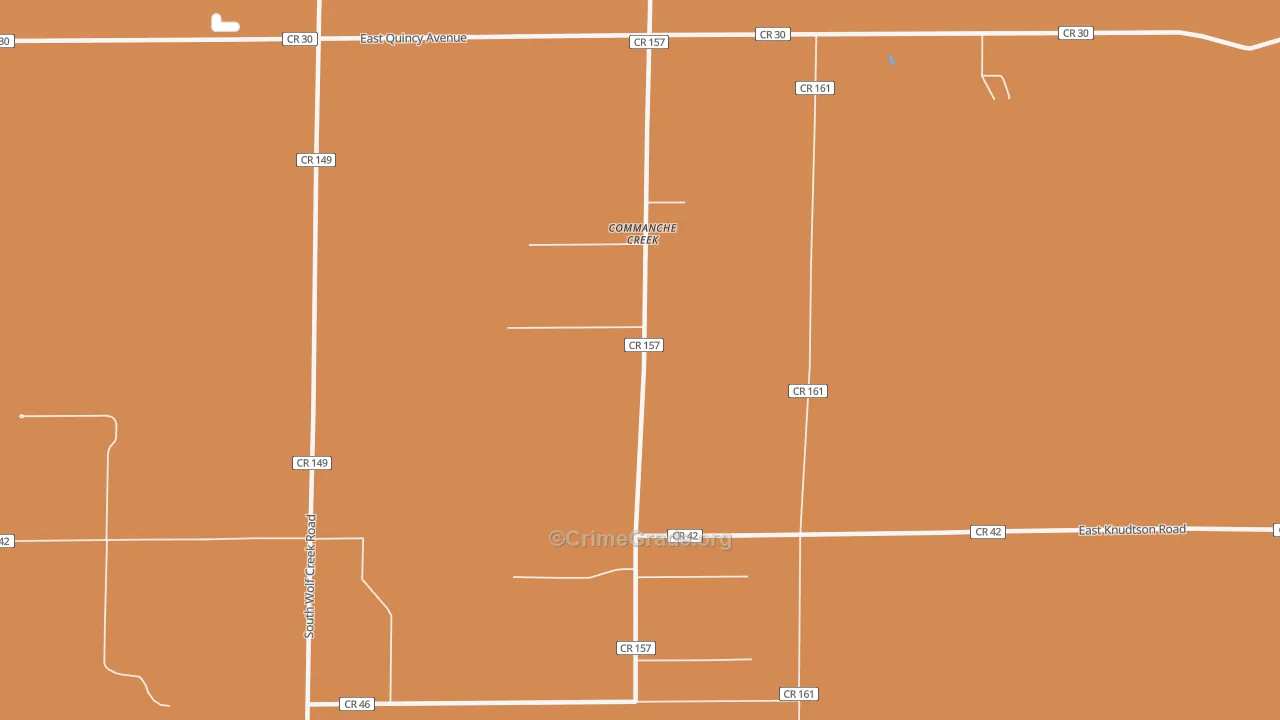 Comanche Creek, CO Map of Robbery Rates