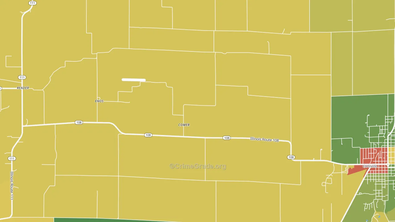 Comer, IL Map of Robbery Rates