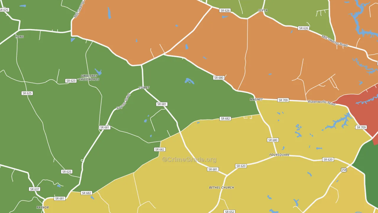 Comet, VA Map of Robbery Rates