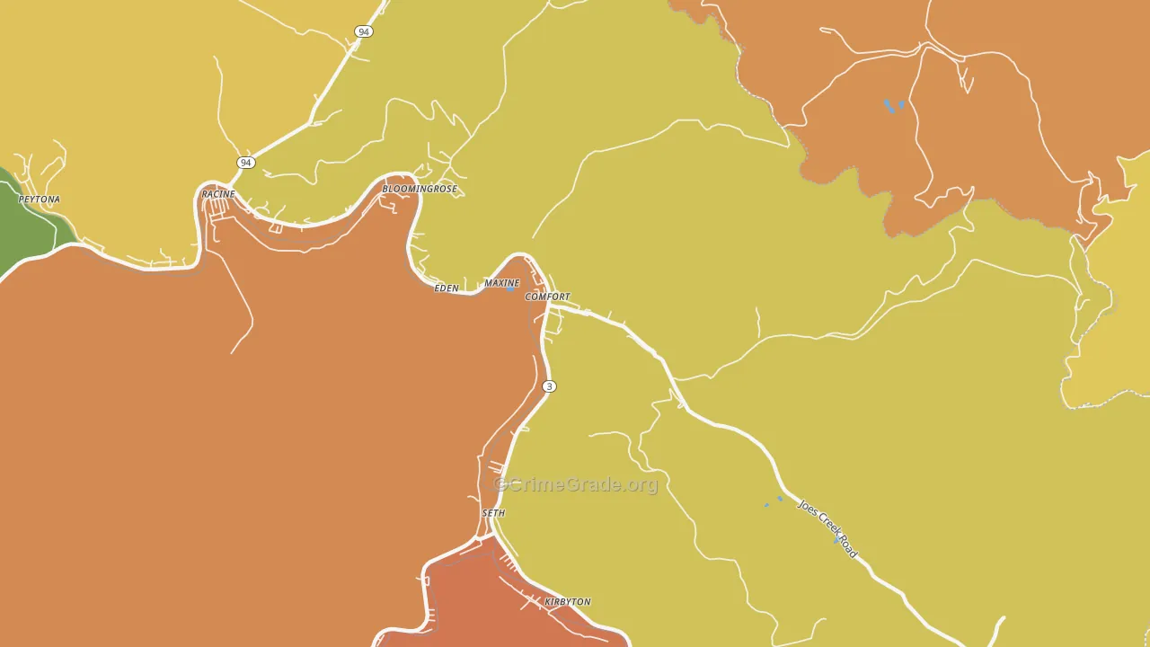 Comfort, WV Map of Robbery Rates