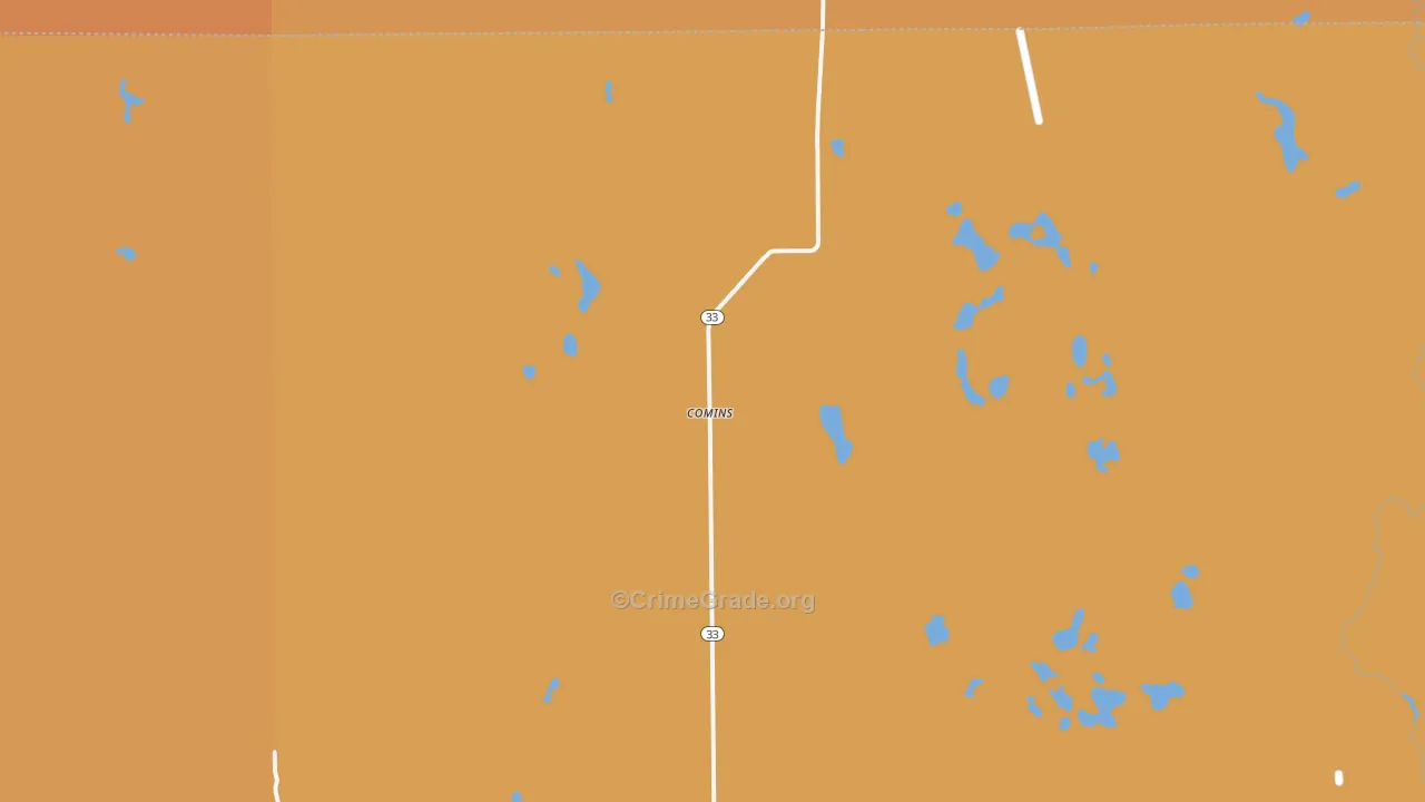 Comins, MI Map of Robbery Rates