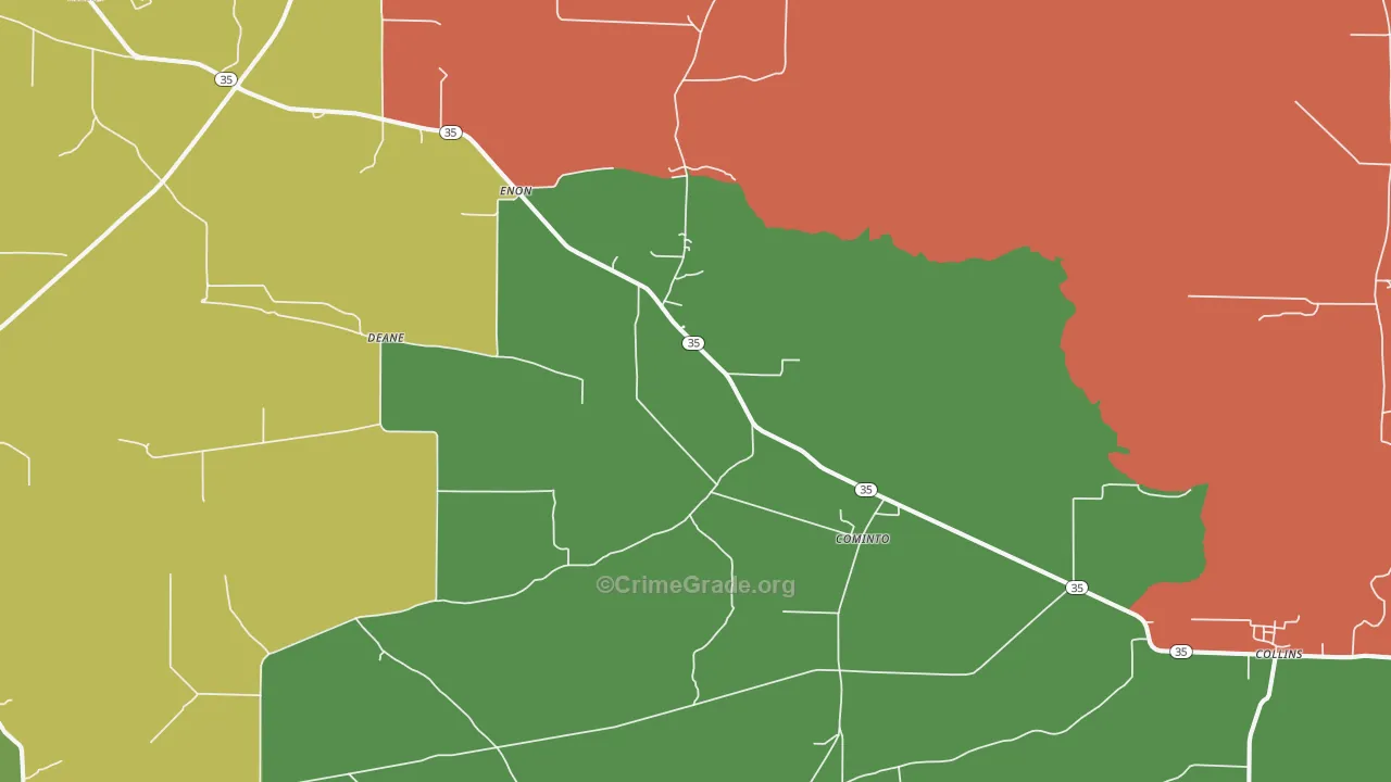Cominto, AR Map of Robbery Rates