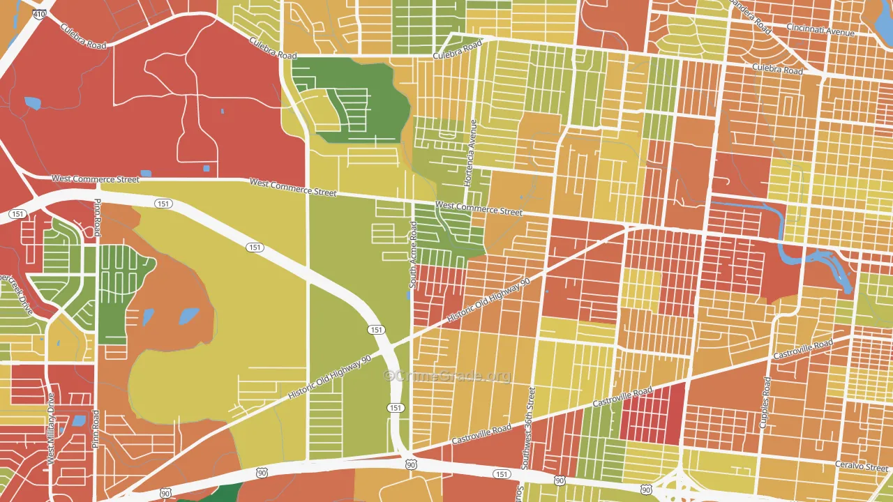 Community Workers Council, San Antonio, TX Map of Robbery Rates