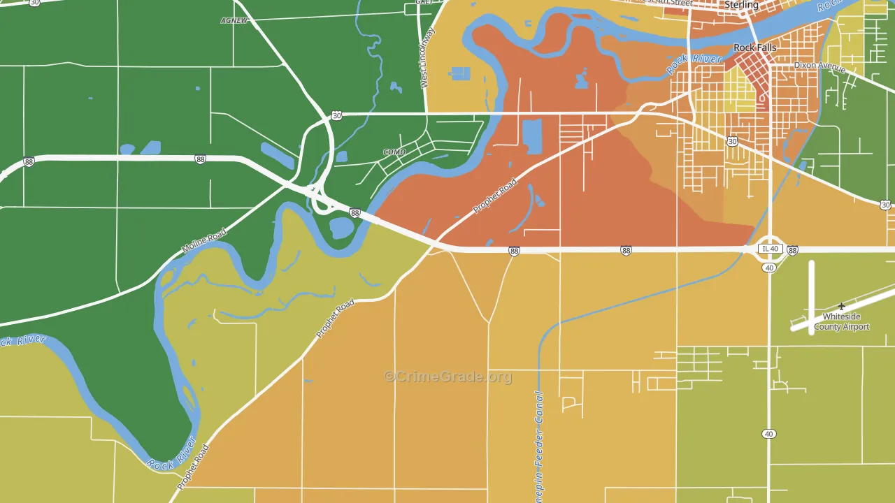 Como, IL Map of Robbery Rates