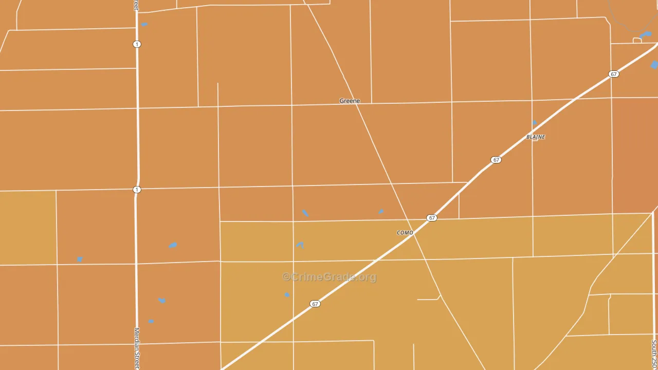 Como, IN Map of Robbery Rates