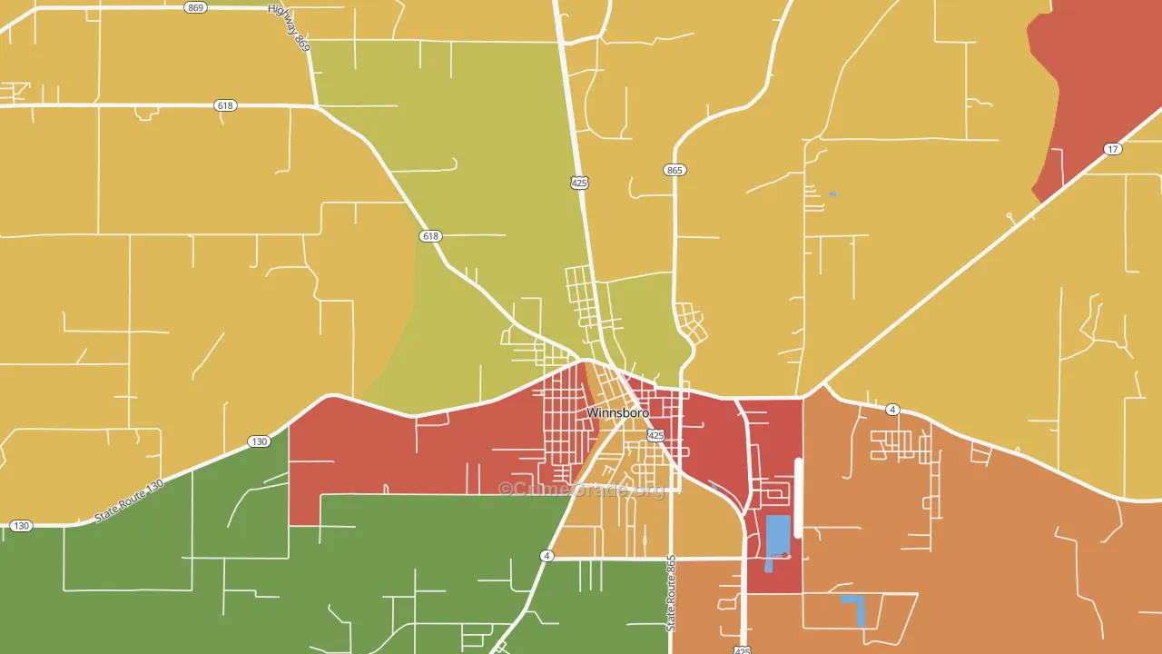 Como, LA Map of Robbery Rates