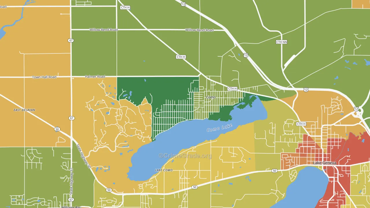 Como, WI Map of Robbery Rates