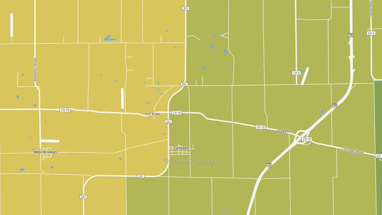 Compton, IL Map of Robbery Rates