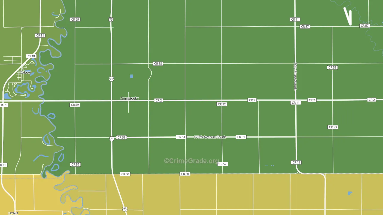 Comstock, MN Map of Robbery Rates