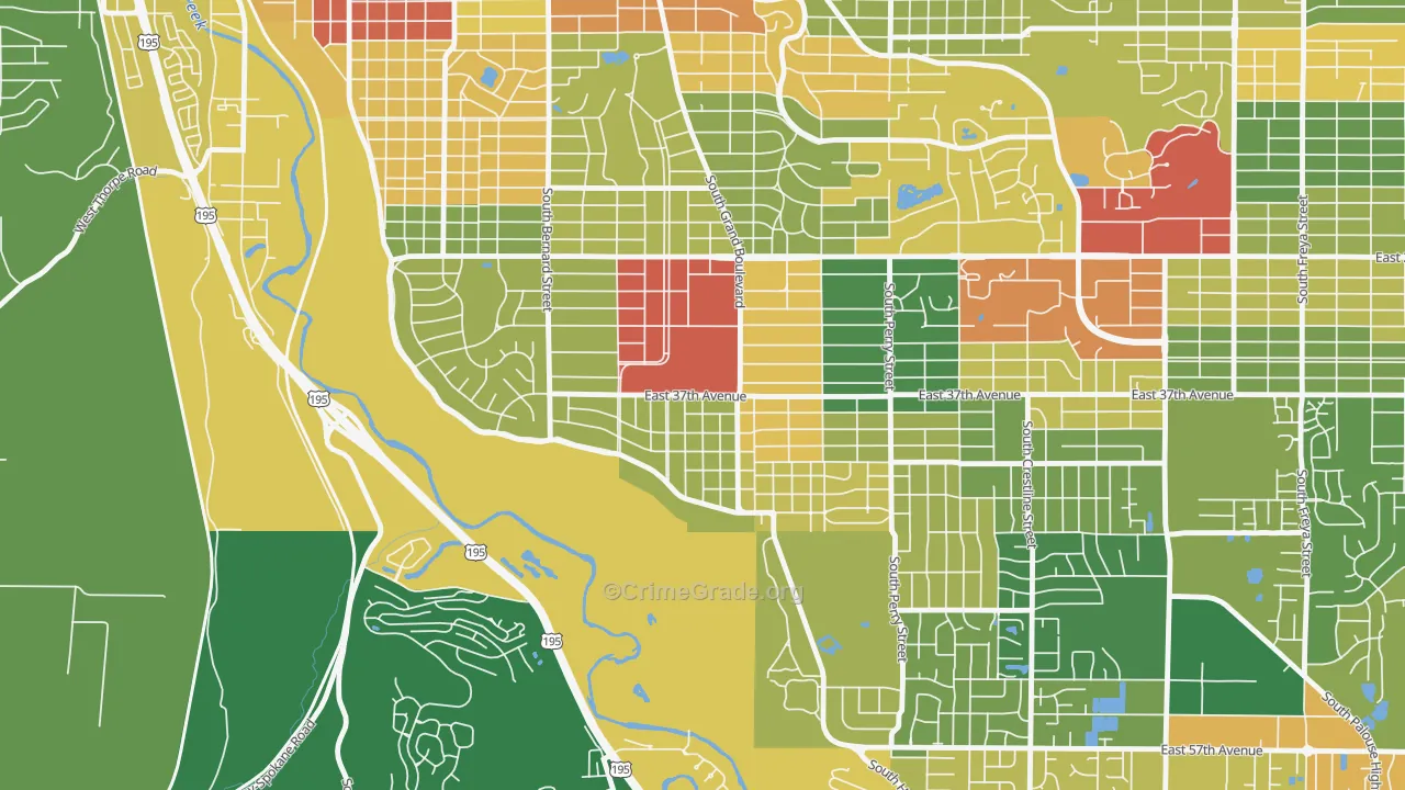 Comstock, Spokane, WA Map of Robbery Rates