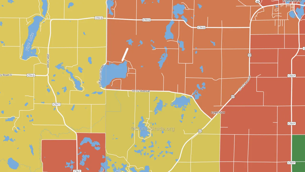 Comstock, WI Map of Robbery Rates