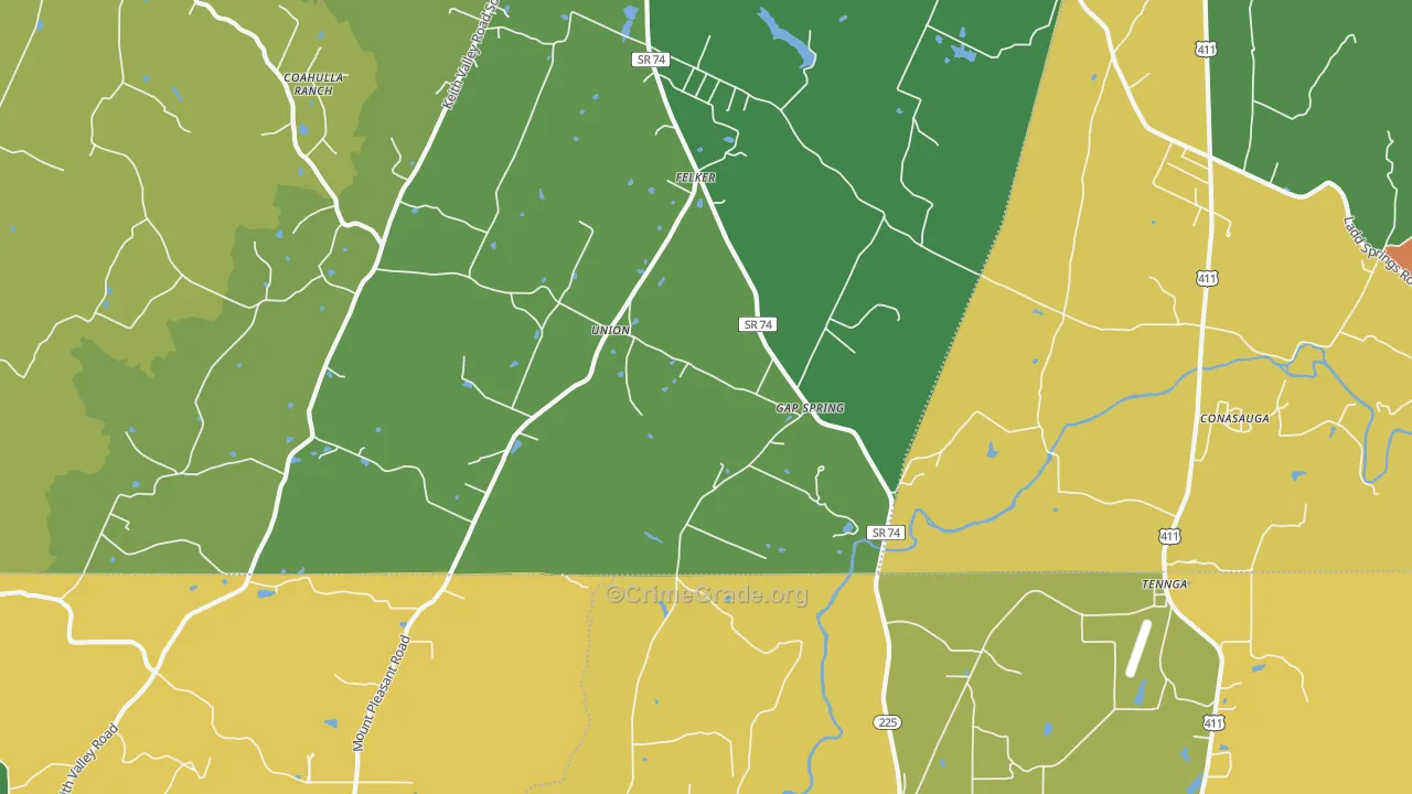 Conasauga, TN Map of Robbery Rates