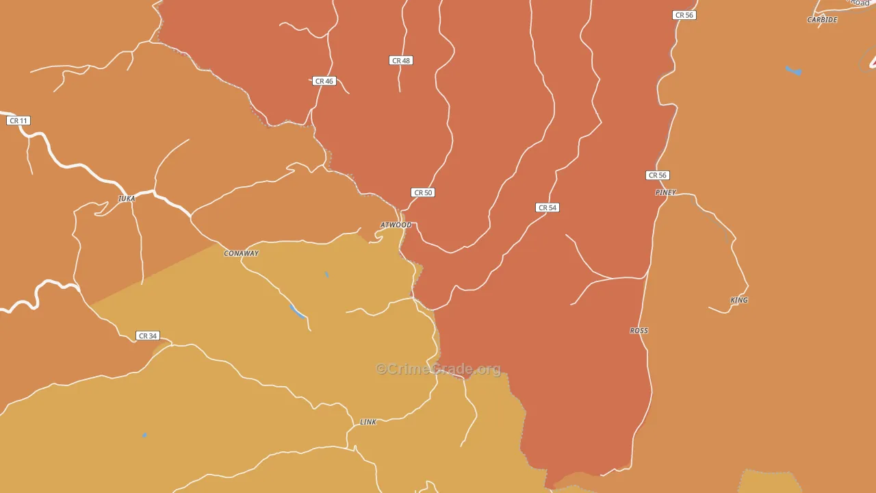 Conaway, WV Map of Robbery Rates