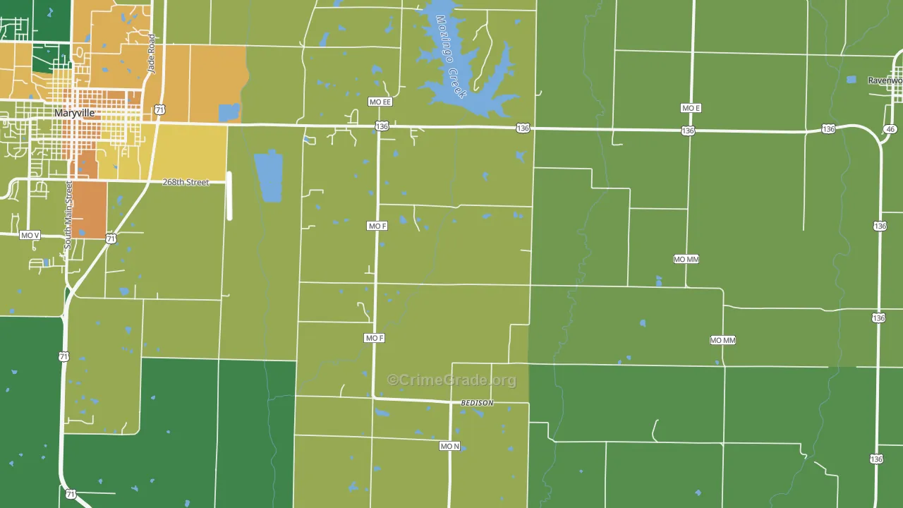 Conception Junction, MO Map of Robbery Rates
