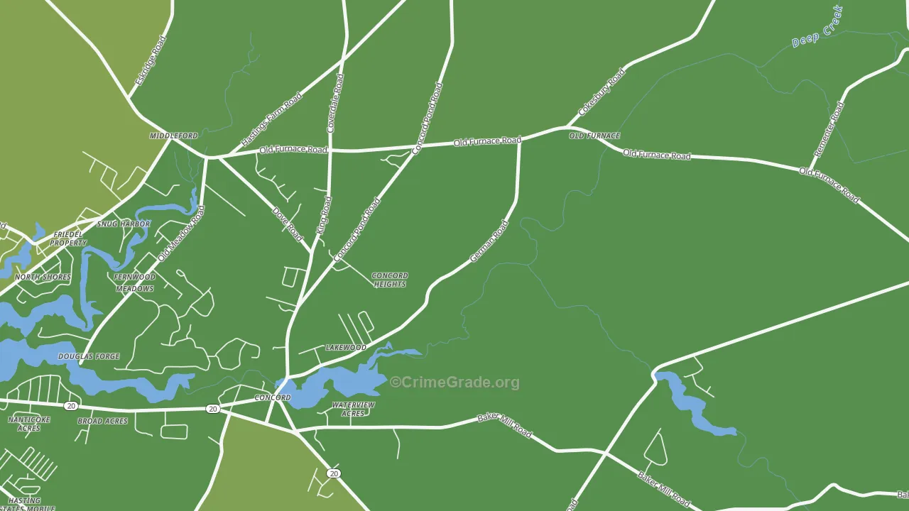 Concord, DE Map of Robbery Rates