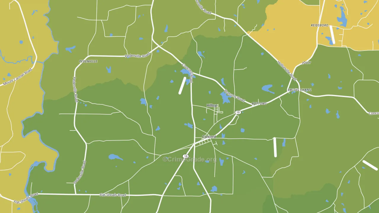 Concord, GA Map of Robbery Rates