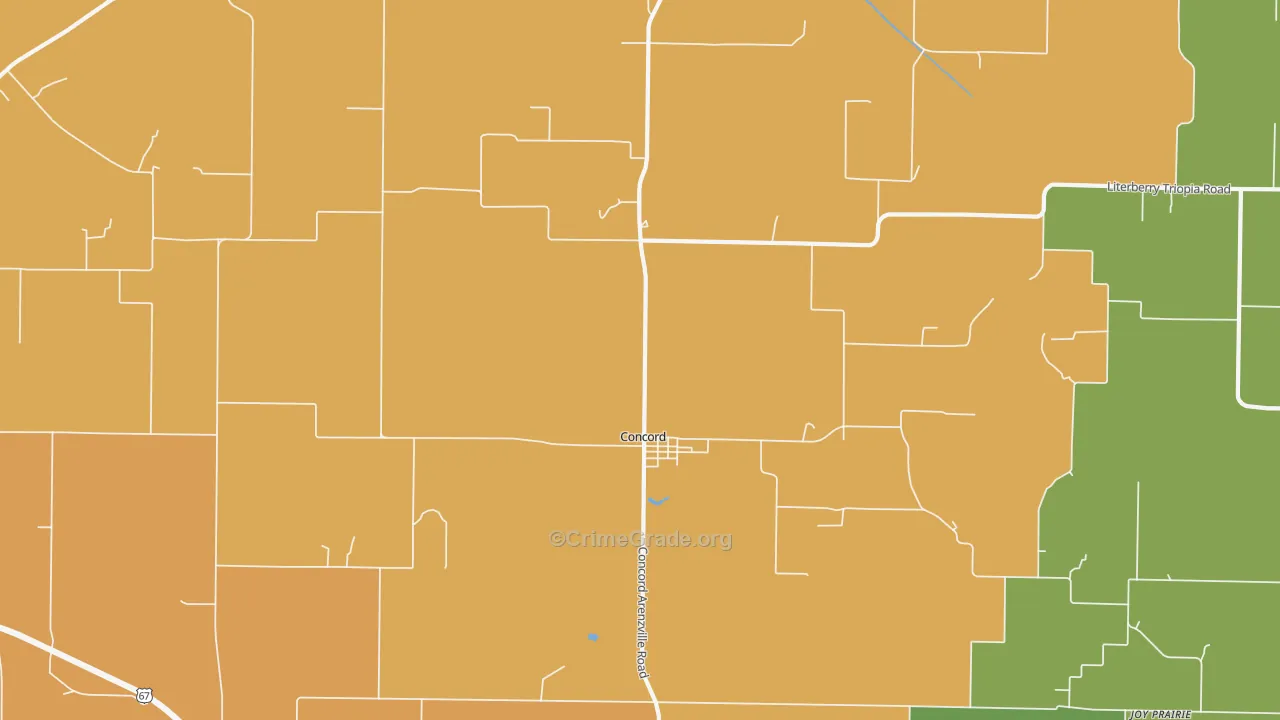 Concord, IL Map of Robbery Rates