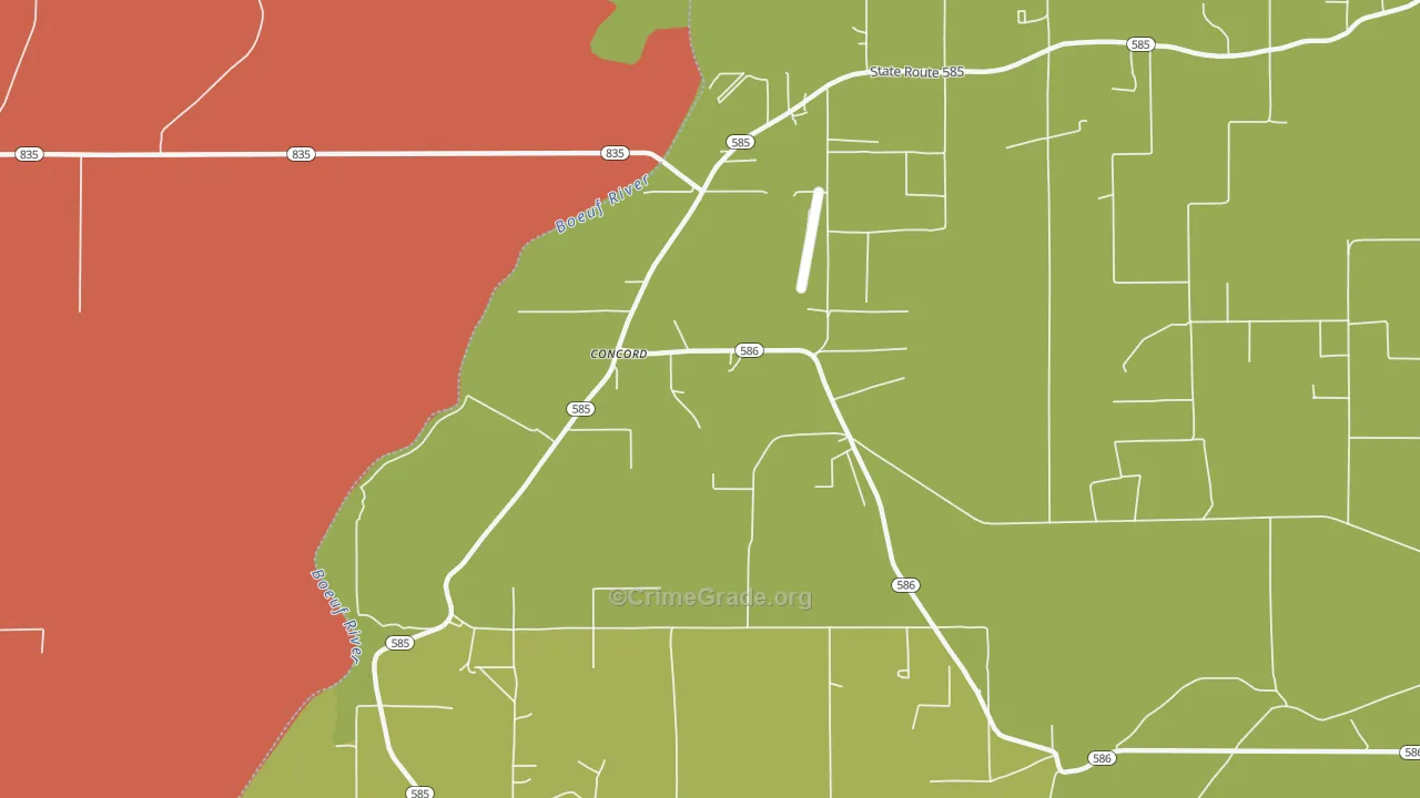 Concord, LA Map of Robbery Rates