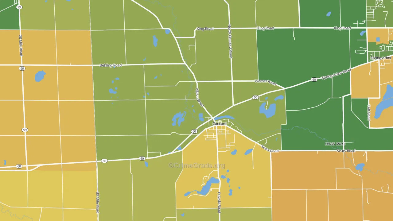 Concord, MI Map of Robbery Rates