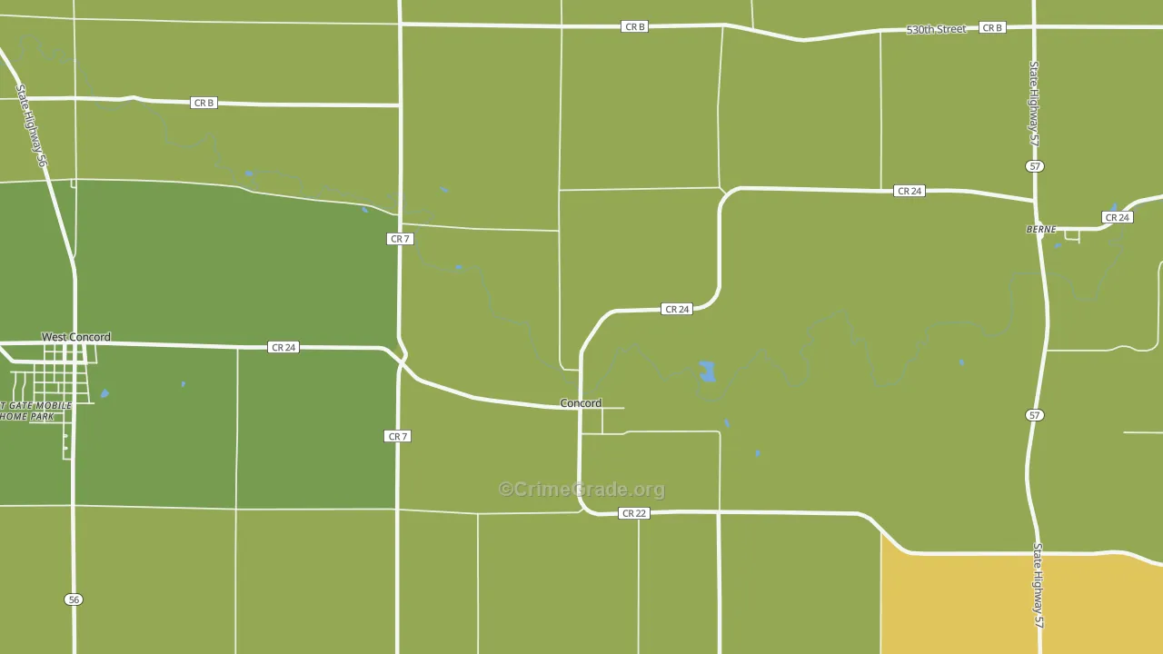 Concord, MN Map of Robbery Rates