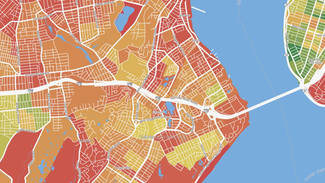 Concord, Staten Island, NY Map of Robbery Rates