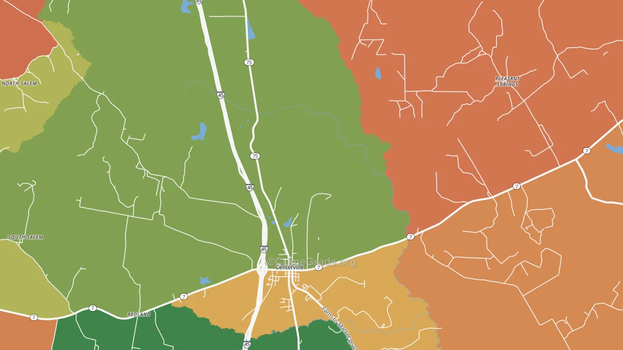 Concord, TX Map of Robbery Rates