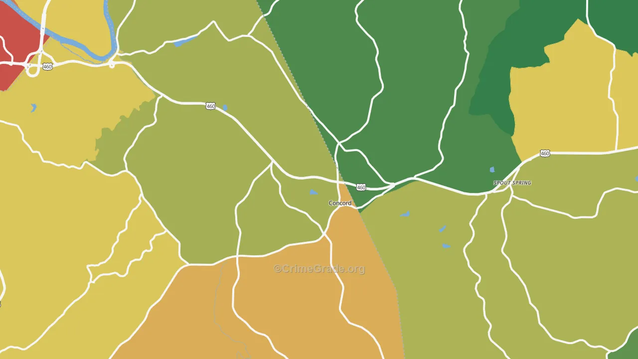 Concord, VA Map of Robbery Rates