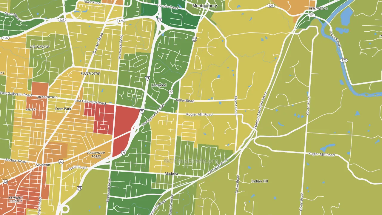Concorde Hills, OH Map of Robbery Rates
