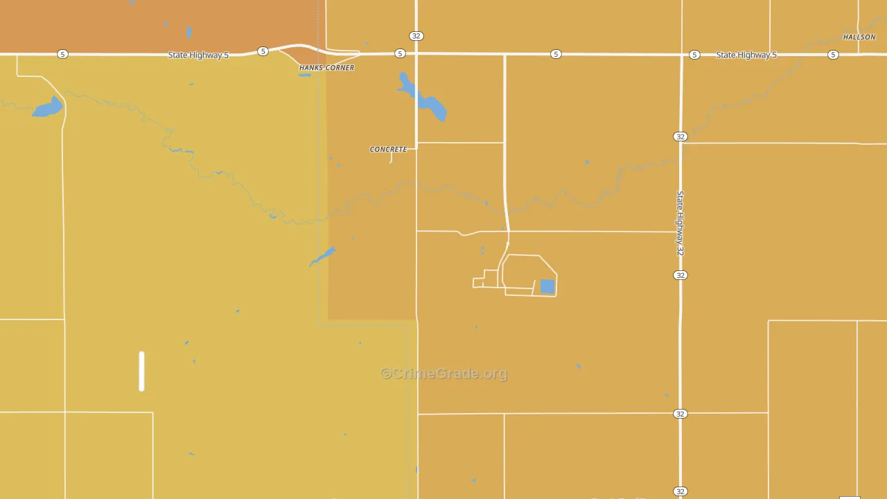 Concrete, ND Map of Robbery Rates
