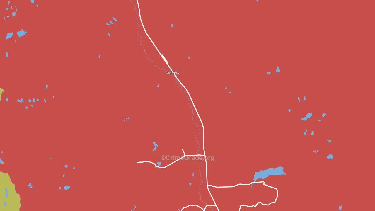 Condon, MT Map of Robbery Rates