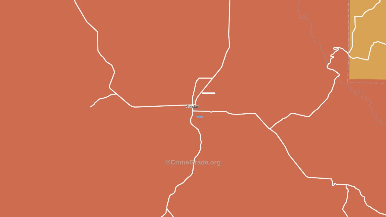 Condon, OR Map of Robbery Rates
