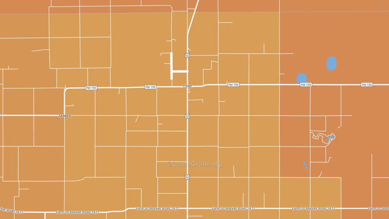 Cone, TX Map of Robbery Rates