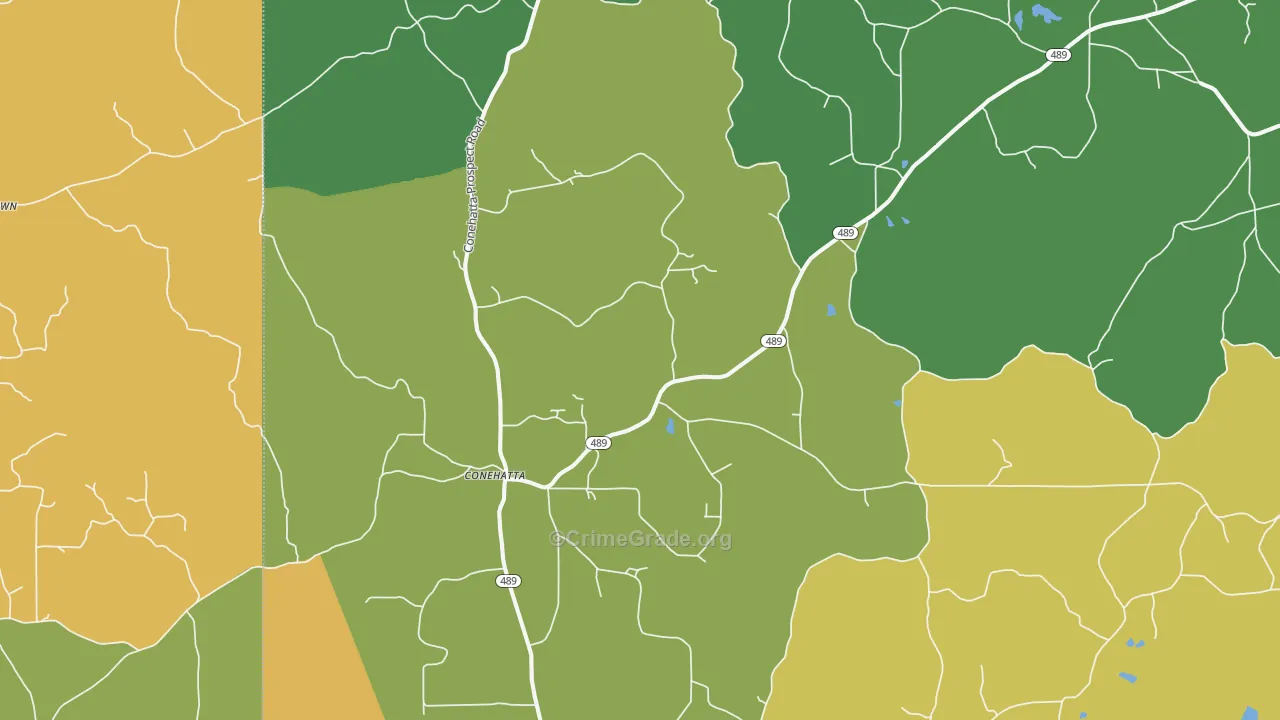 Conehatta, MS Map of Robbery Rates