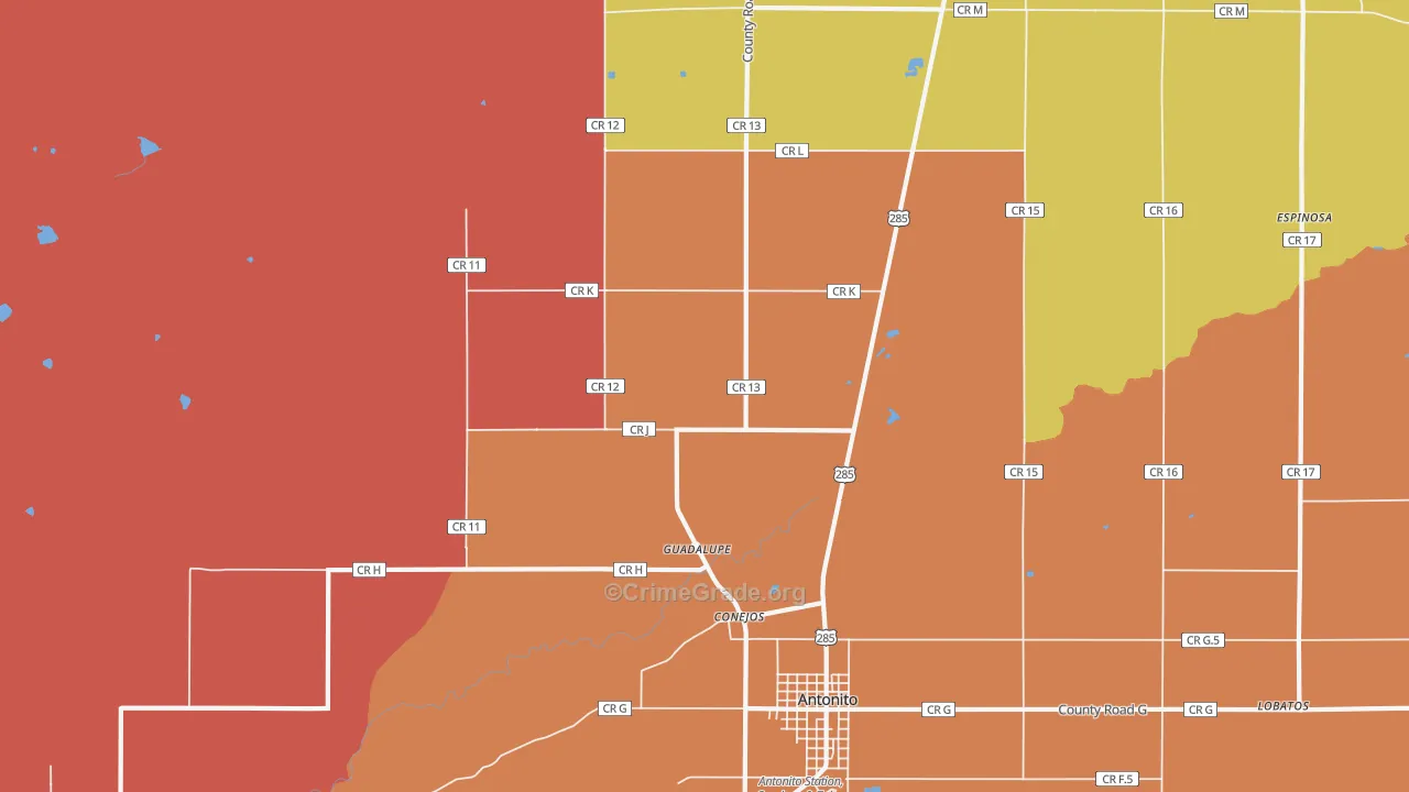 Conejos, CO Map of Robbery Rates