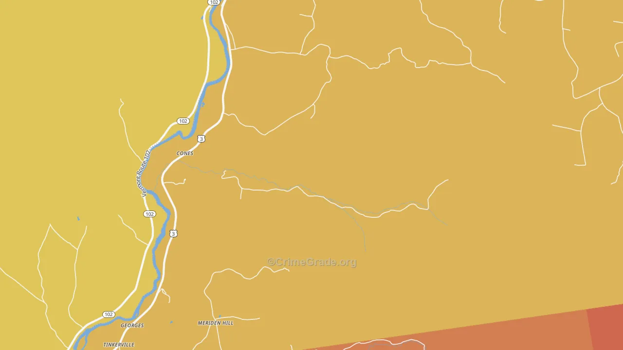 Cones, NH Map of Robbery Rates