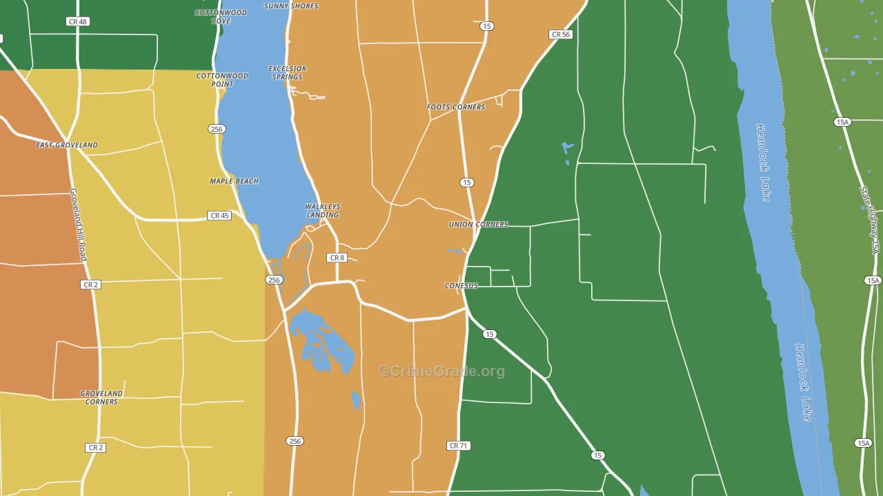 Conesus, NY Map of Robbery Rates