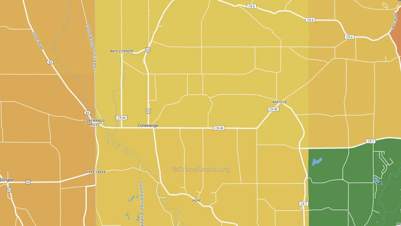 Conewango Valley, NY Map of Robbery Rates