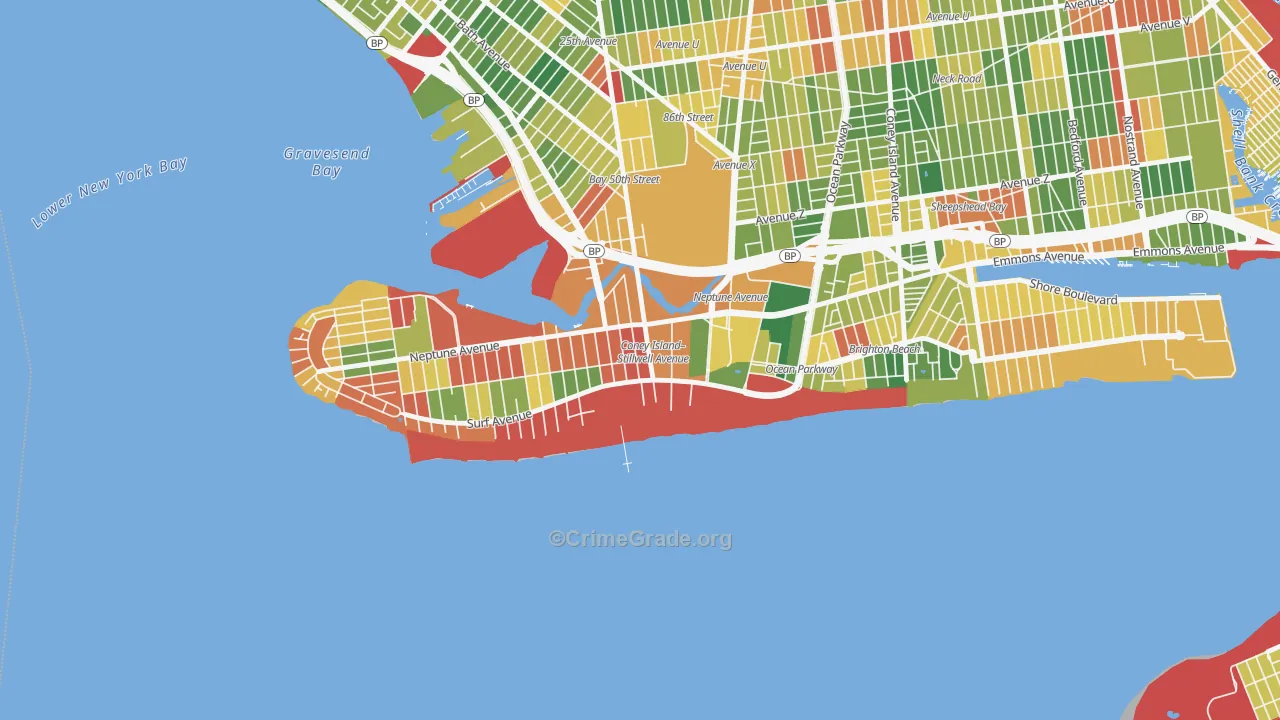 Coney Island, Brooklyn, NY Map of Robbery Rates