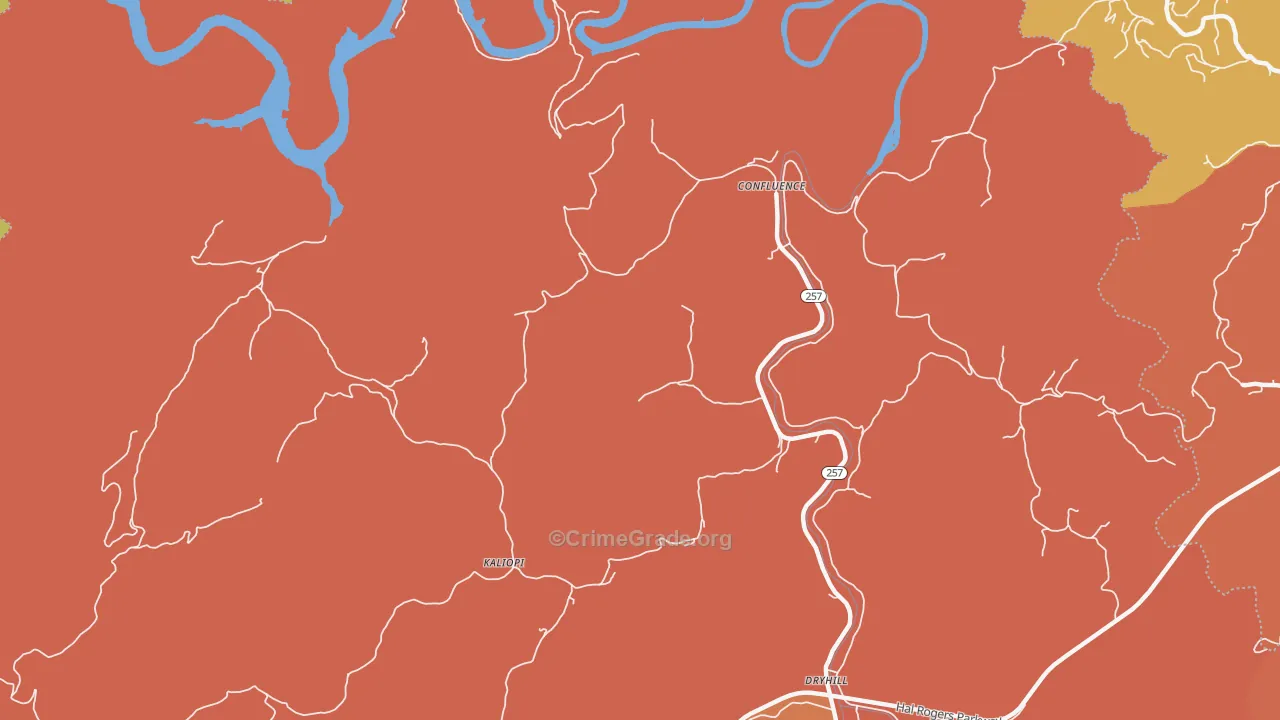 Confluence, KY Map of Robbery Rates